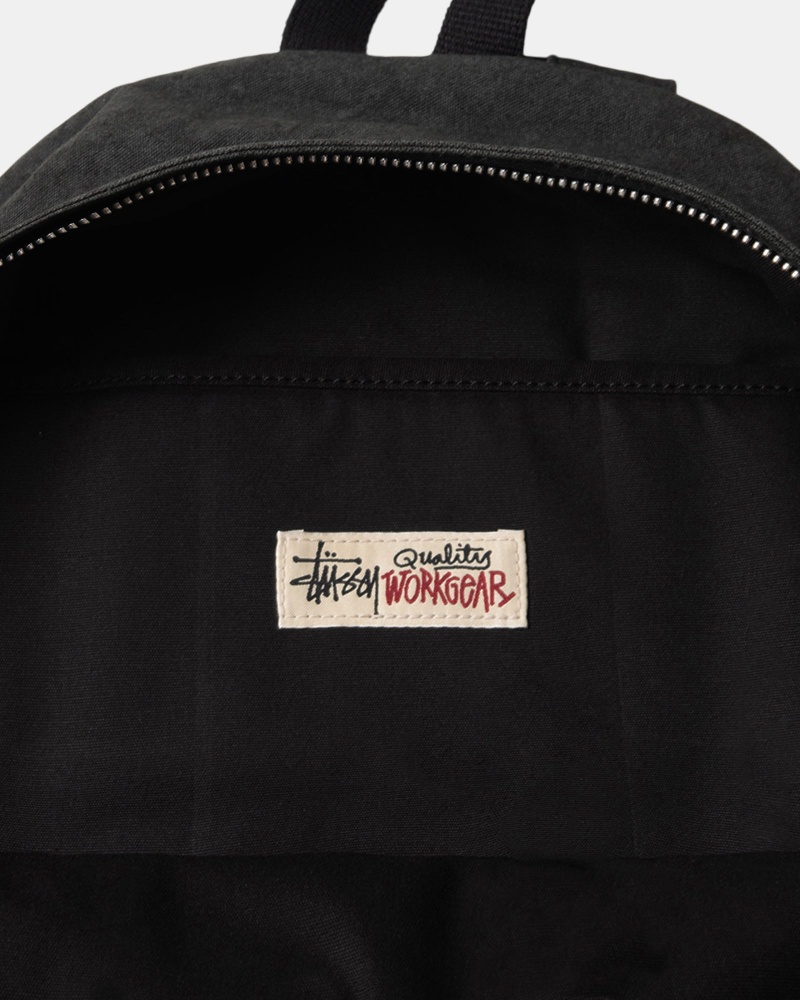 Stussy Canvas Backpacks Black | 39860FNQM