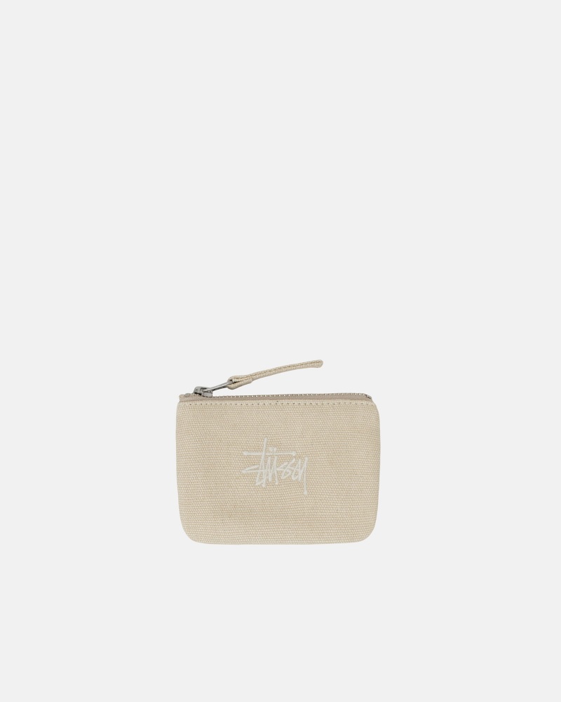 Stussy Canvas Coin Pouch Other Accessories Beige | 62184FHQG