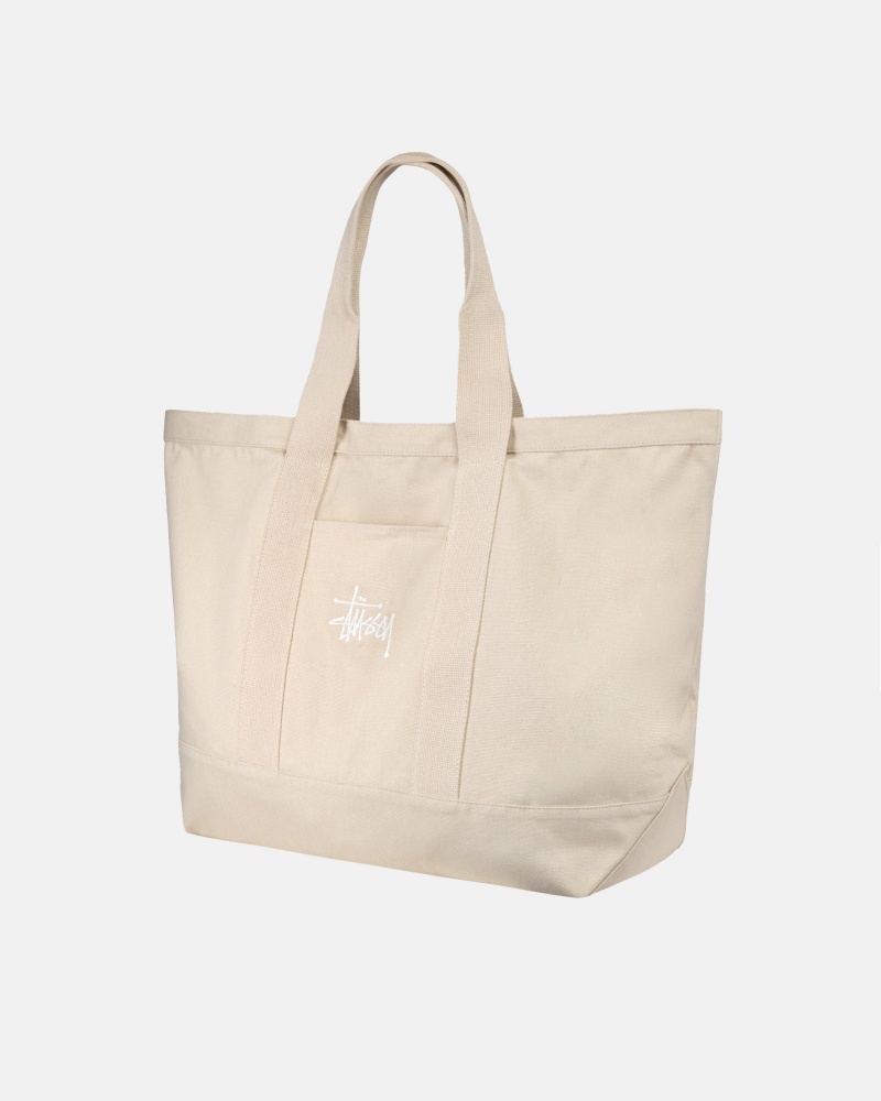 Stussy Canvas Extra Large Tote Bags Beige | 59408XKSJ