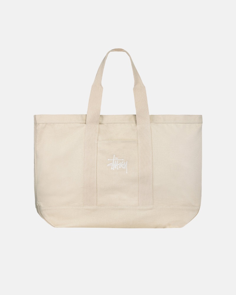 Stussy Canvas Extra Large Tote Bags Beige | 59408XKSJ