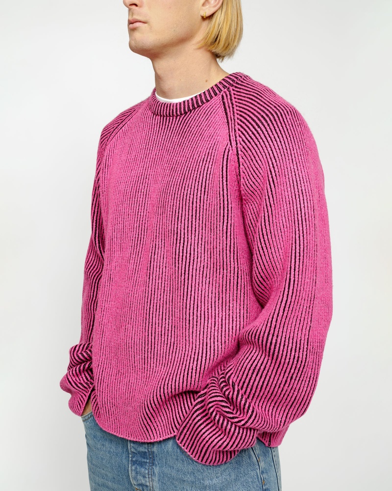 Stussy Contrast Rib Sweaters Pink | 76521NGSB