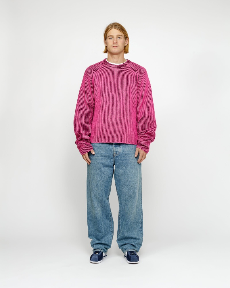 Stussy Contrast Rib Sweaters Pink | 76521NGSB