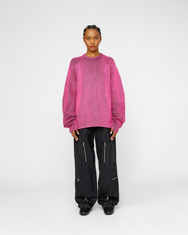 Stussy Contrast Rib Sweaters Pink | 76521NGSB