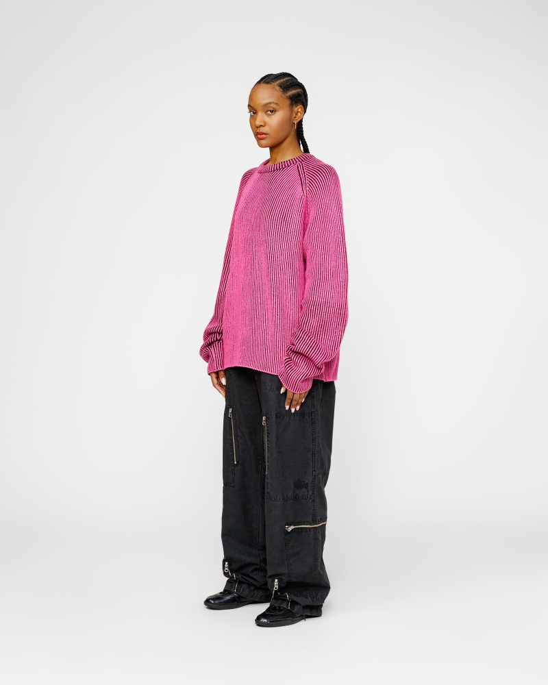 Stussy Contrast Rib Sweaters Pink | 76521NGSB