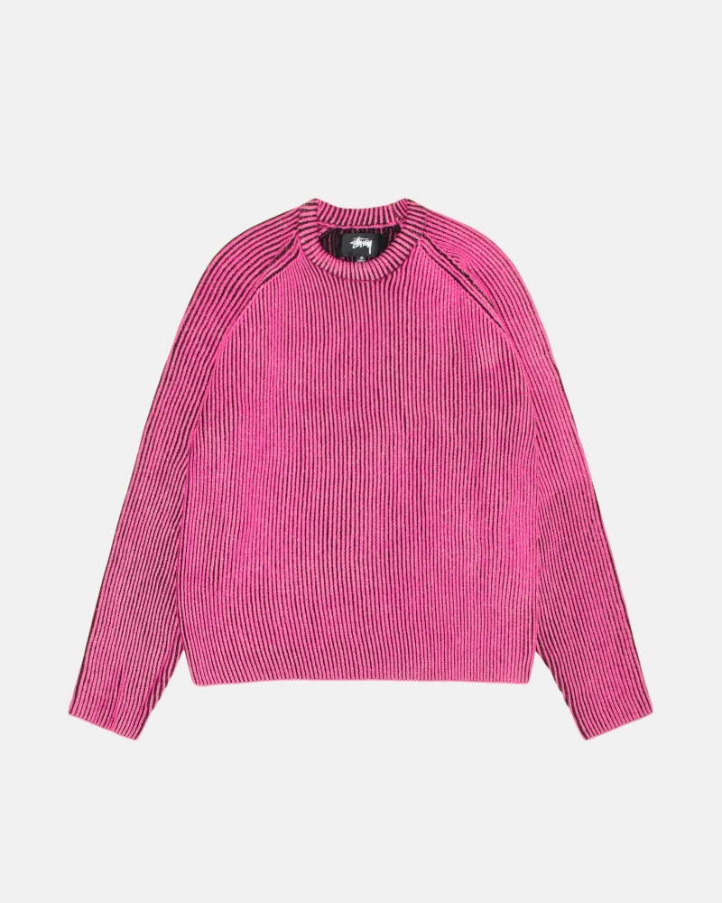 Stussy Contrast Rib Sweaters Pink | 76521NGSB