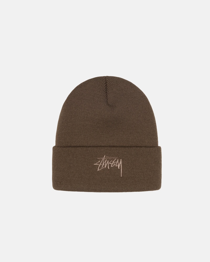 Stussy Cuff Stock Beanie Brown | 90836ZMBT