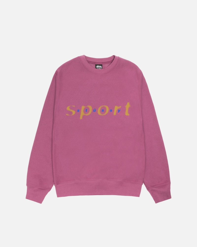 Stussy Dot Sport Crew Sweatshirts Pink | 84716DMGW