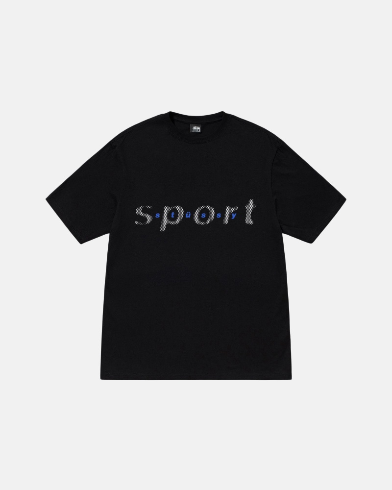 Stussy Dot Sport T Shirts Black | 42980PTVU