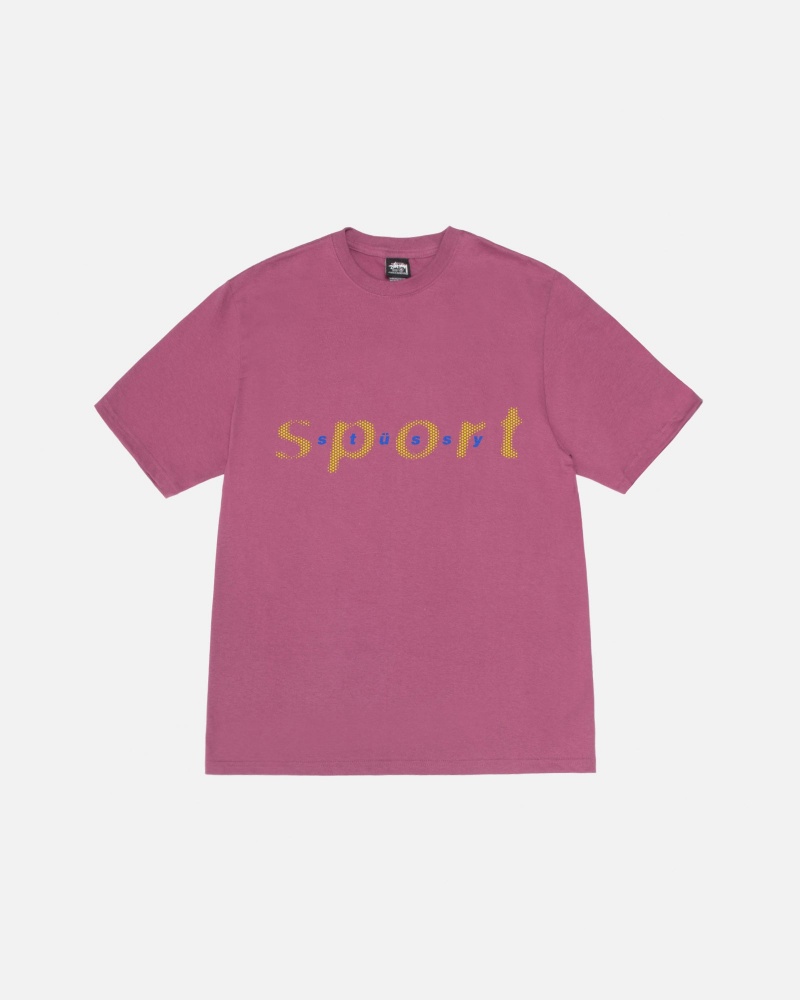 Stussy Dot Sport T Shirts Purple | 45308TAPO