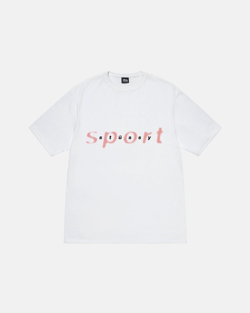 Stussy Dot Sport T Shirts White | 05672KWPH