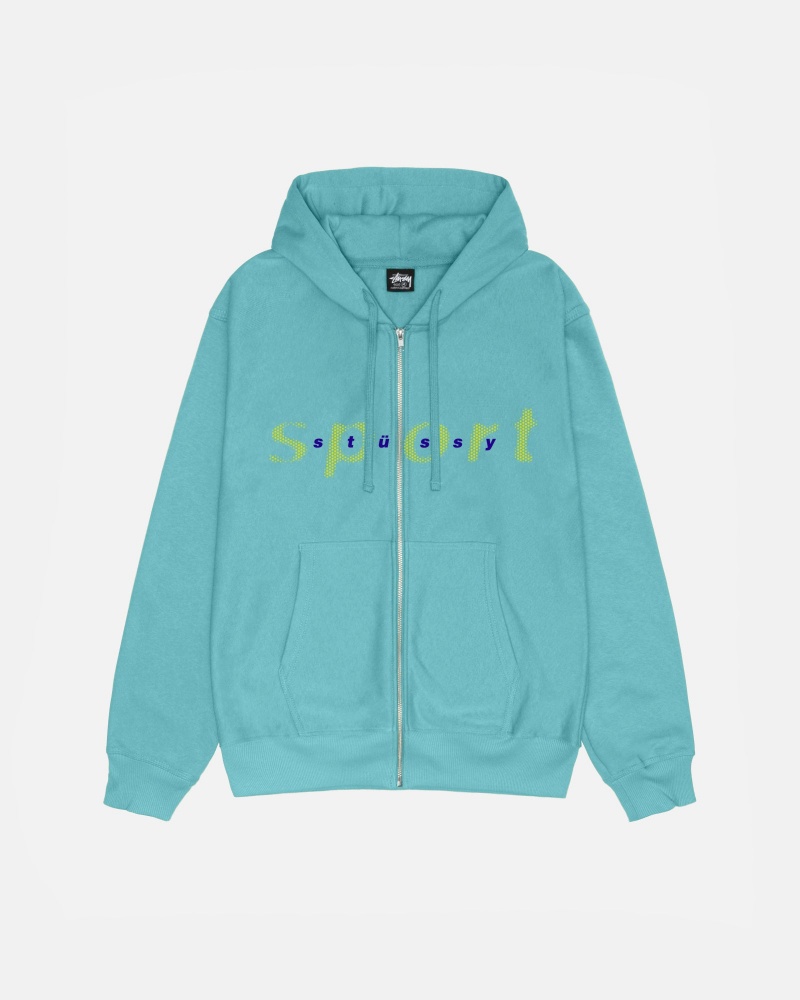 Stussy Dot Sport Zip Hoodie Blue | 04915DUJH