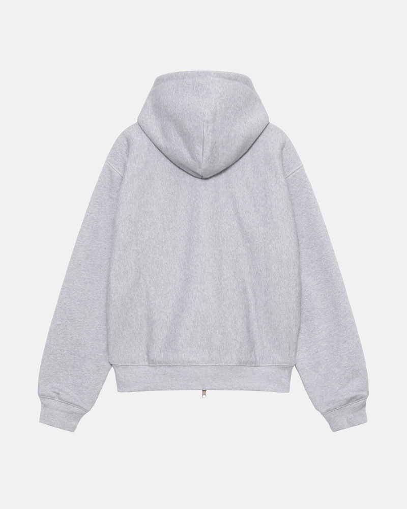 Stussy Double Face Label Zip Hoodie Grey | 15304UPDM