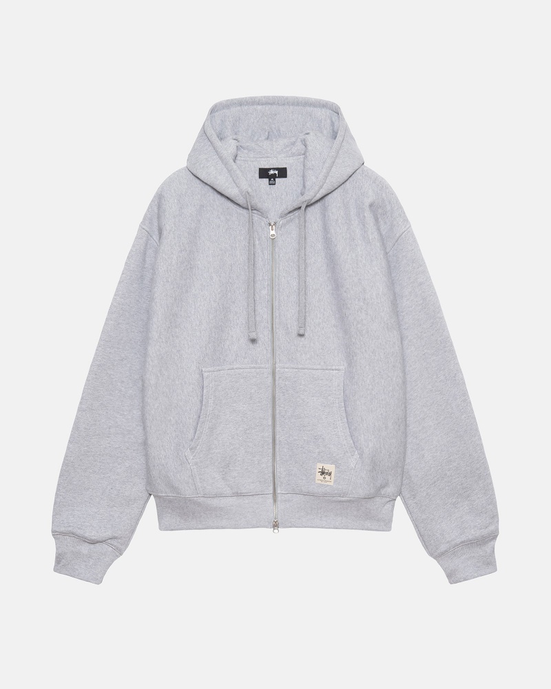 Stussy Double Face Label Zip Hoodie Grey | 15304UPDM