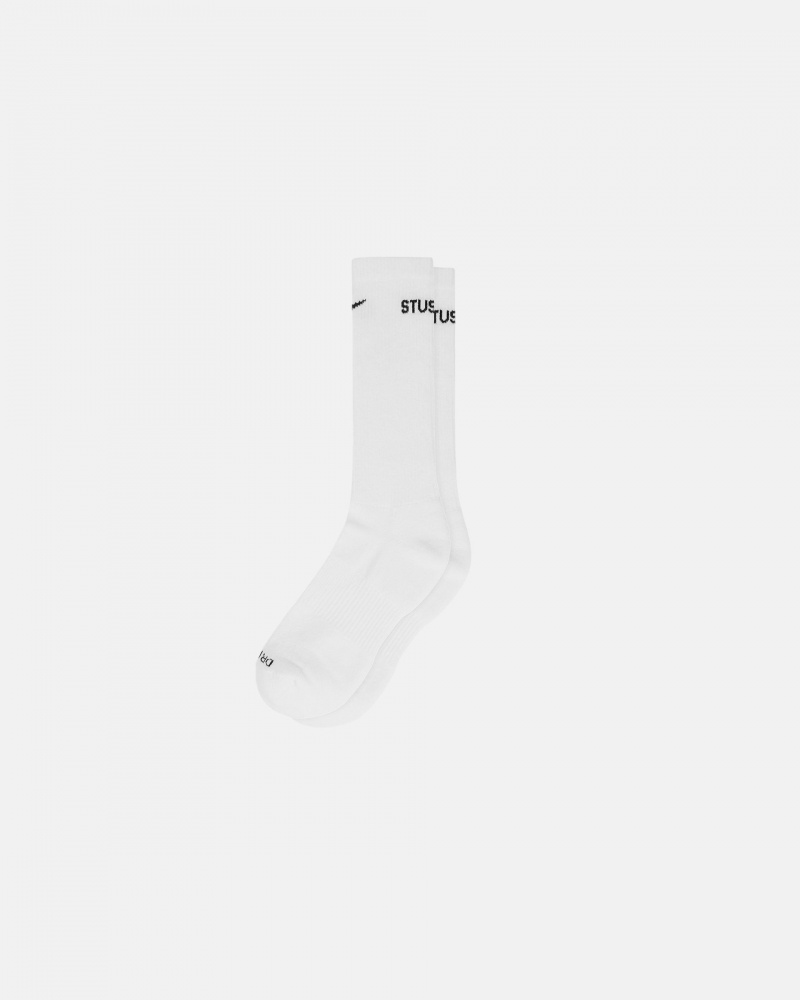 Stussy Dri-fit Crew Socks White | 45927YCWP