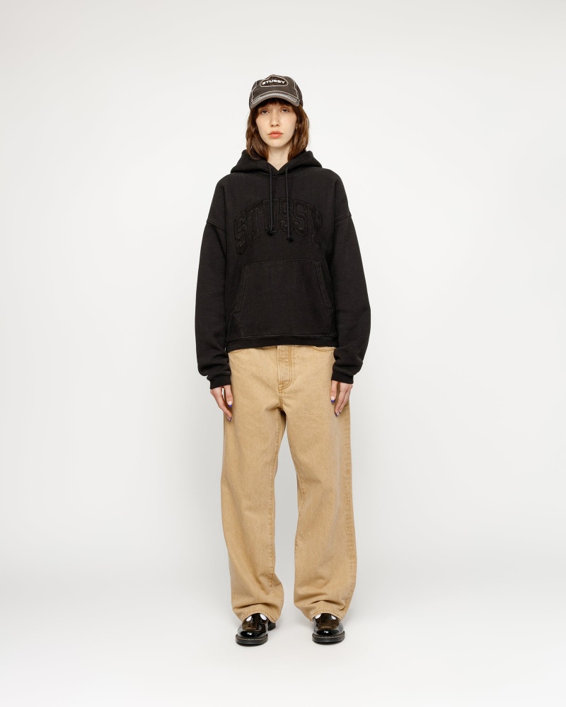 Stussy Embroidered Relaxed Hoodie Black | 60952PRCG