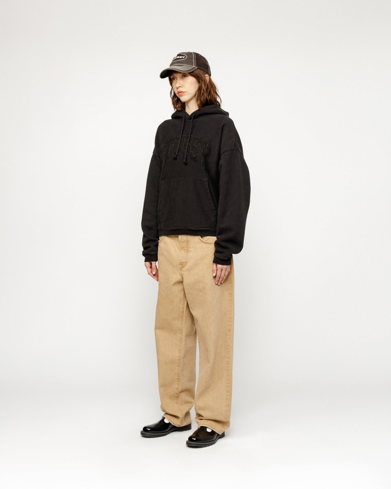 Stussy Embroidered Relaxed Hoodie Black | 60952PRCG