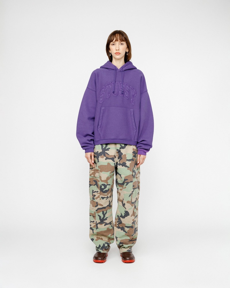 Stussy Embroidered Relaxed Hoodie Purple | 45170VEOM