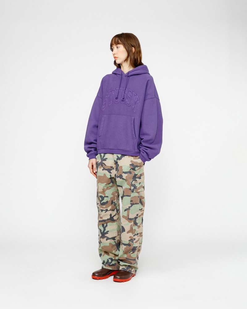 Stussy Embroidered Relaxed Hoodie Purple | 45170VEOM