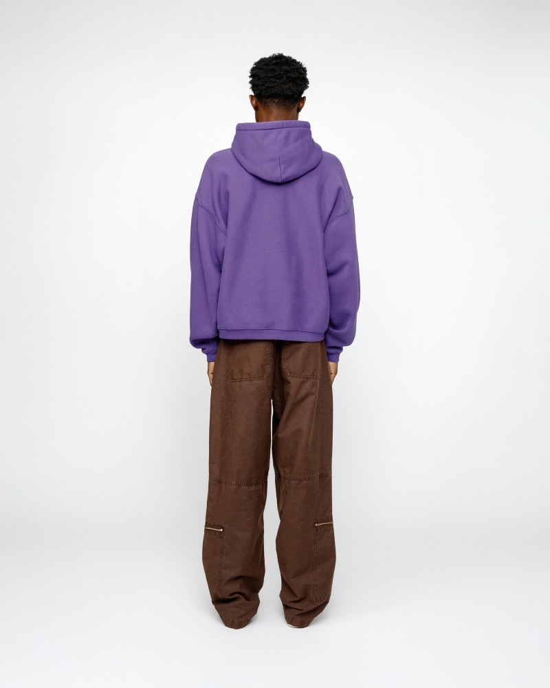 Stussy Embroidered Relaxed Hoodie Purple | 45170VEOM