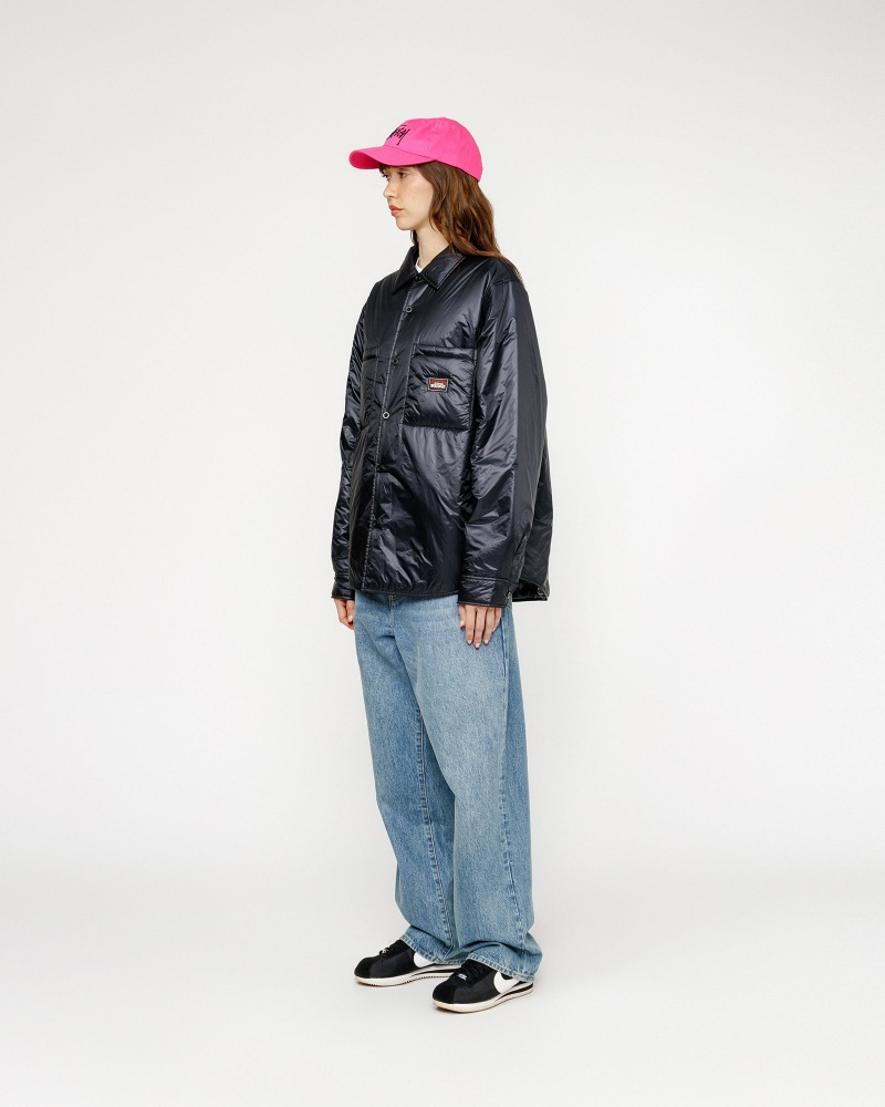 Stussy Fatigue Nylon Overshirt Black | 71605TVDG