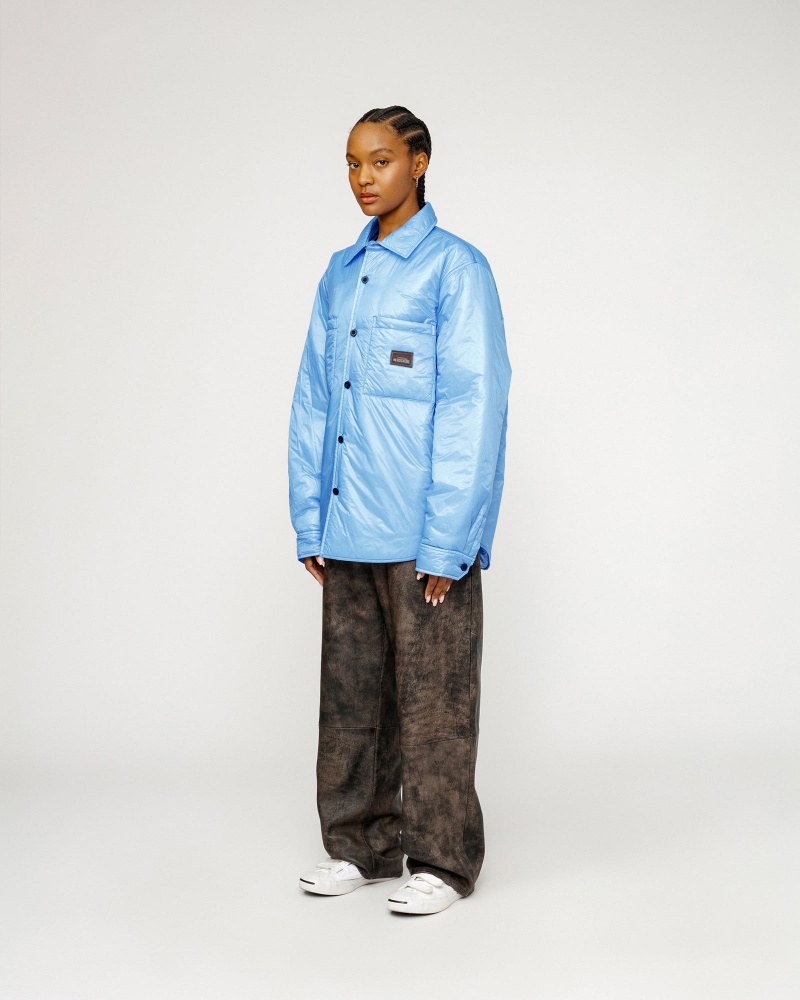 Stussy Fatigue Nylon Overshirt Blue | 14523QKRO