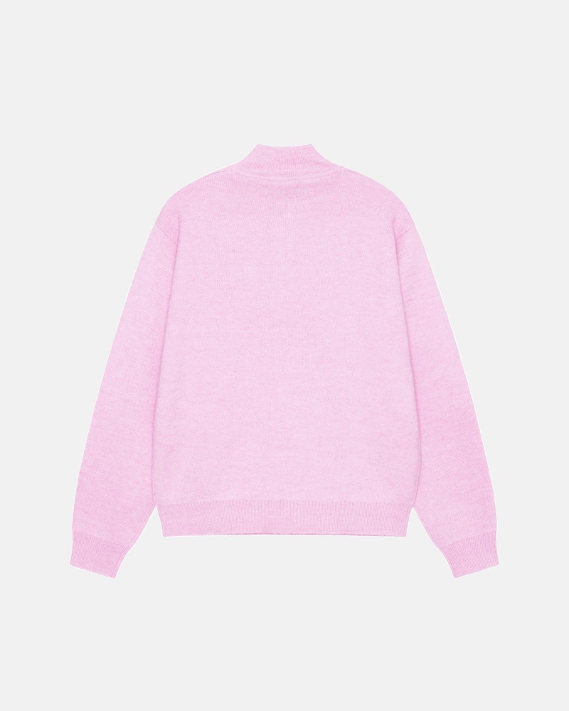 Stussy Half Zip Mock Neck Sweaters Pink | 58017SWGE