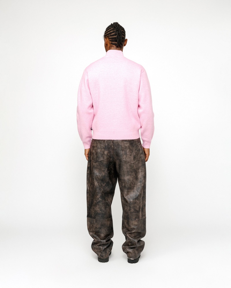 Stussy Half Zip Mock Neck Sweaters Pink | 58017SWGE