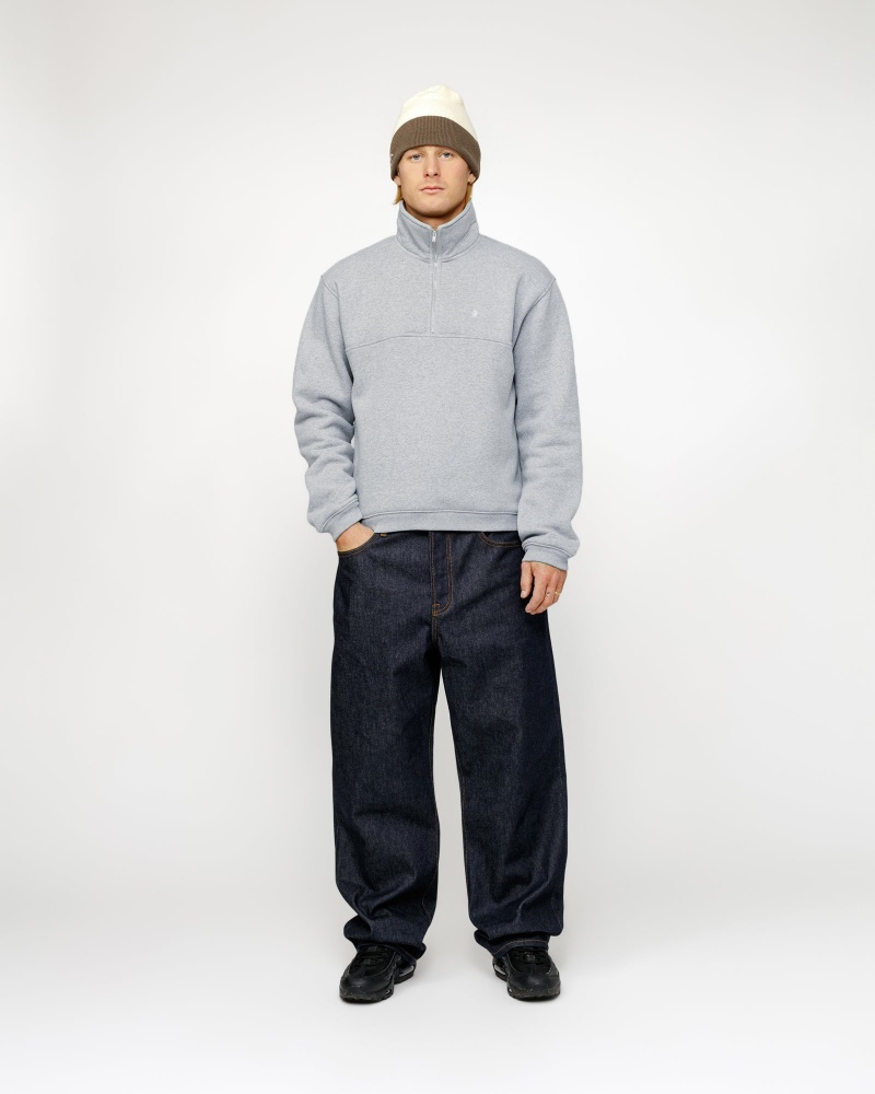 Stussy Half Zip Mock Neck Sweatshirts Grey | 06314NZBE