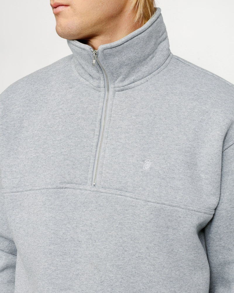 Stussy Half Zip Mock Neck Sweatshirts Grey | 06314NZBE