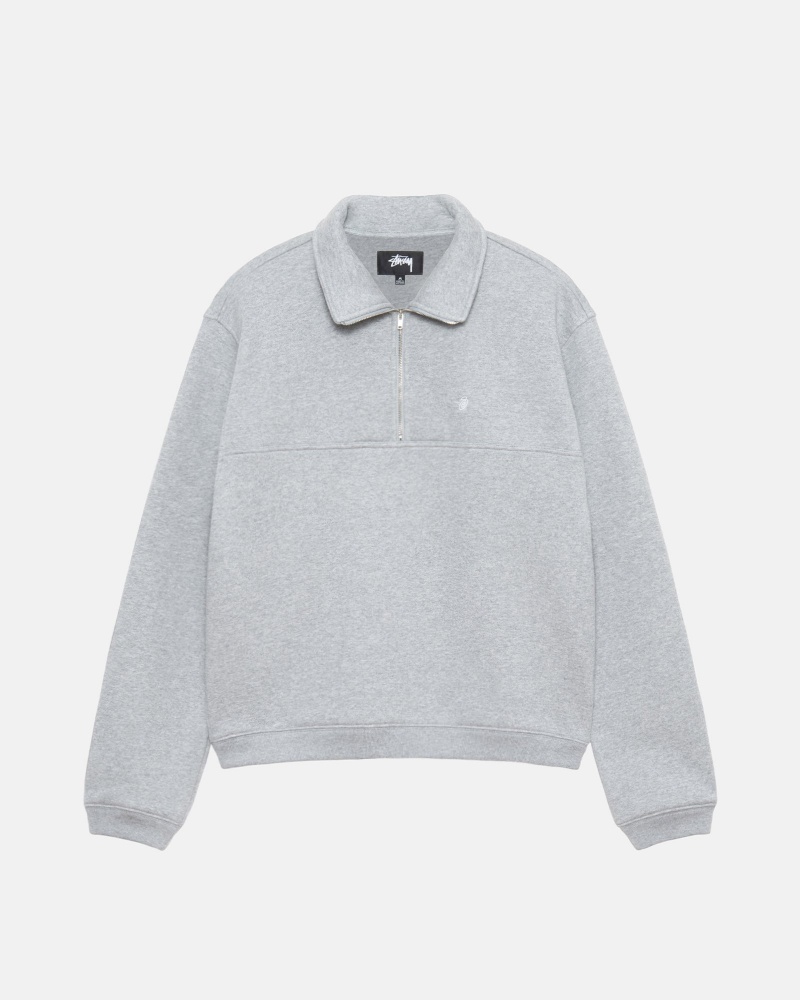 Stussy Half Zip Mock Neck Sweatshirts Grey | 06314NZBE