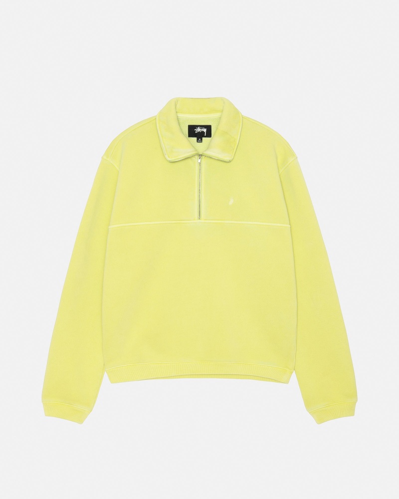 Stussy Half Zip Mock Neck Sweatshirts Light Green | 34180FLEV