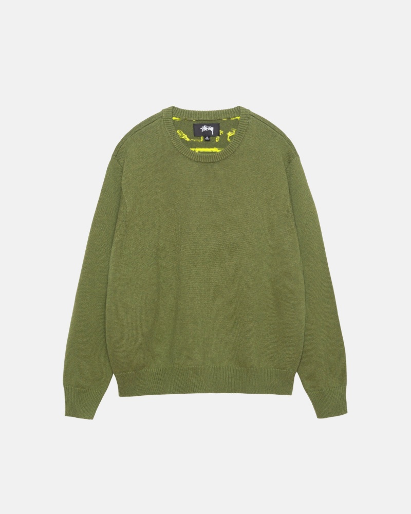 Stussy Laguna Icon Sweaters Dark Green | 30459ITJZ