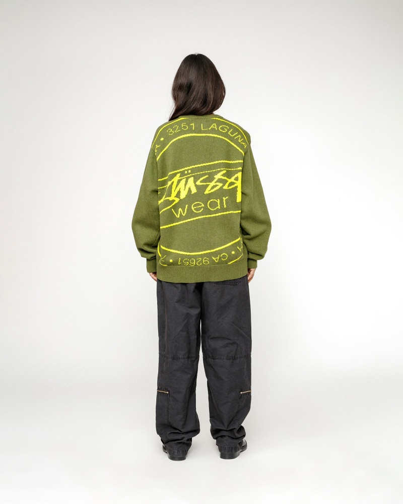 Stussy Laguna Icon Sweaters Dark Green | 30459ITJZ