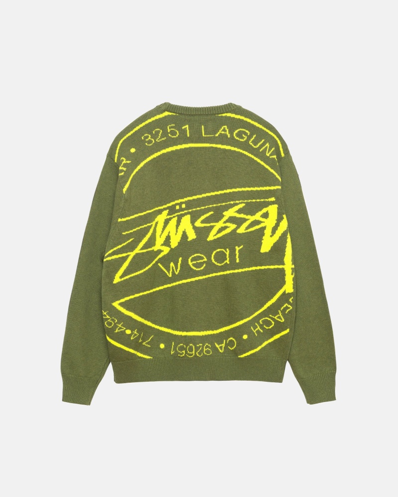 Stussy Laguna Icon Sweaters Dark Green | 30459ITJZ