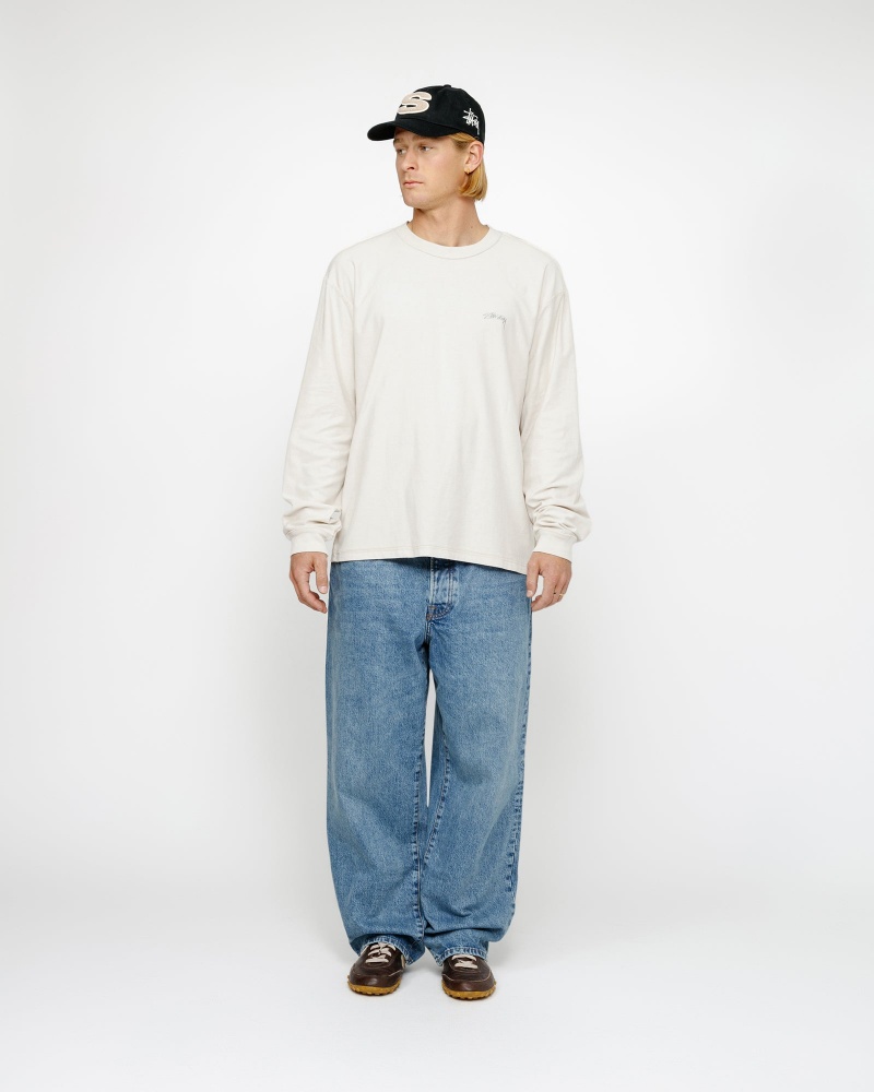 Stussy Lazy Longsleeve T Shirts Beige | 21564YEBW