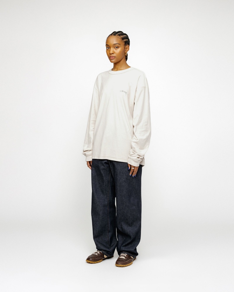 Stussy Lazy Longsleeve T Shirts Beige | 21564YEBW