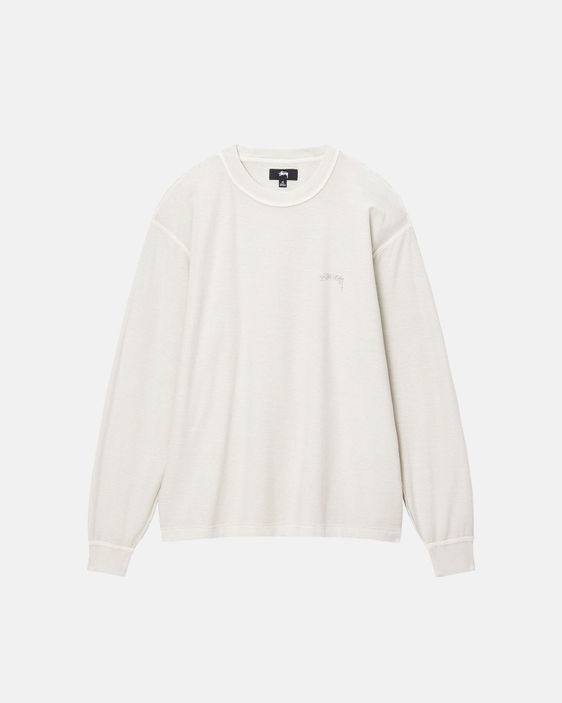 Stussy Lazy Longsleeve T Shirts Beige | 21564YEBW