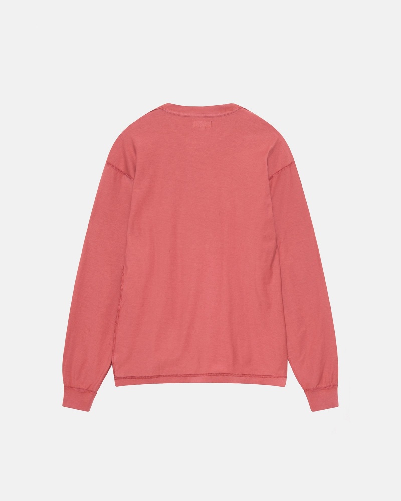 Stussy Lazy Longsleeve T Shirts Dark Red | 81346QBNO