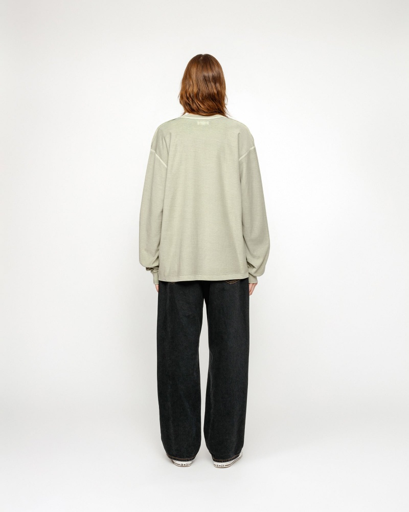 Stussy Lazy Longsleeve Tops Olive | 76915NQKB