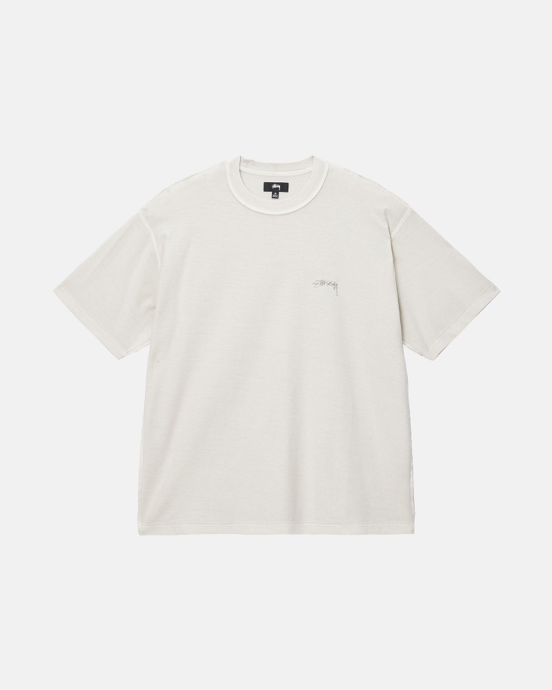 Stussy Lazy T Shirts Beige | 42675AGBY