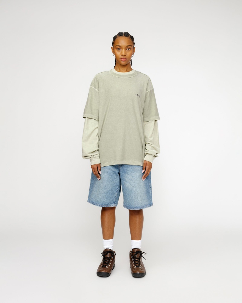 Stussy Lazy T Shirts Olive | 82174ZWHJ