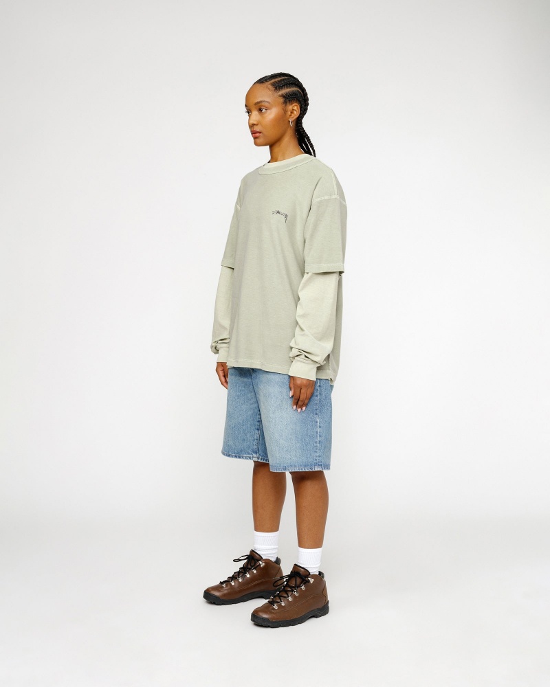 Stussy Lazy T Shirts Olive | 82174ZWHJ