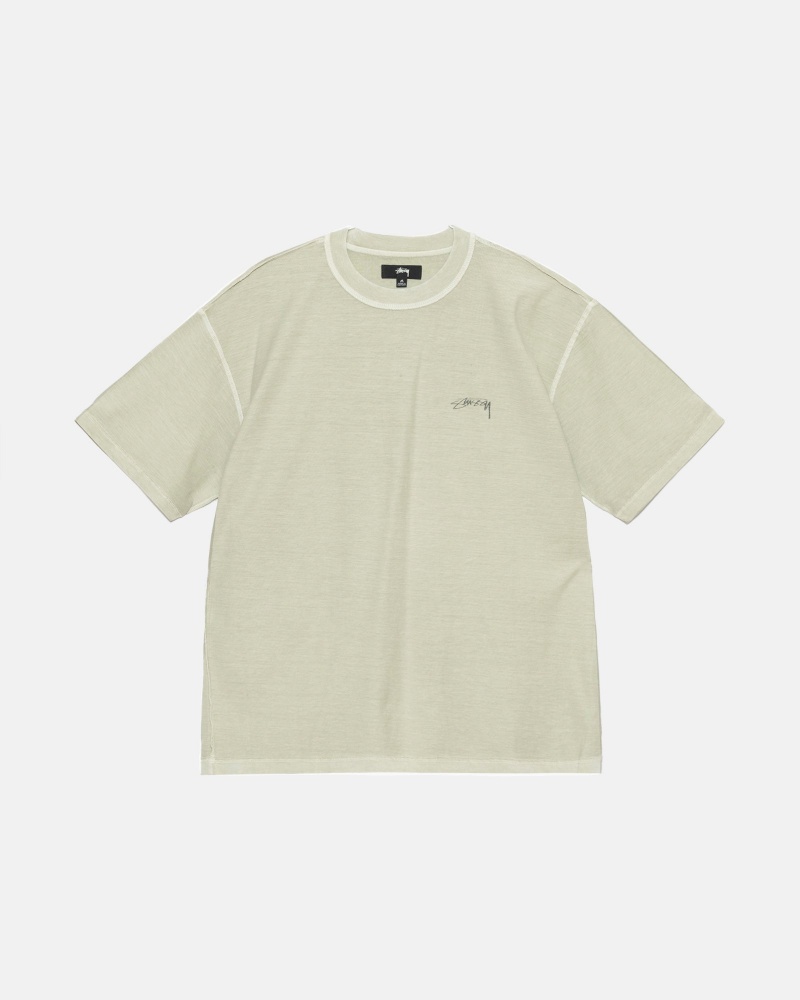 Stussy Lazy T Shirts Olive | 82174ZWHJ