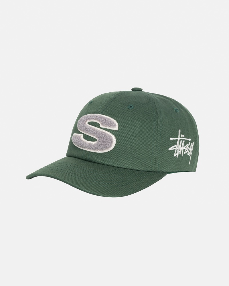 Stussy Low Pro Chenille S Snapback Caps Green | 43698MTZX