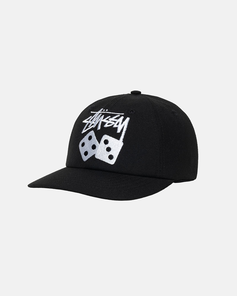 Stussy Low Pro Stock Dice Snapback Caps Black | 26089VBFA