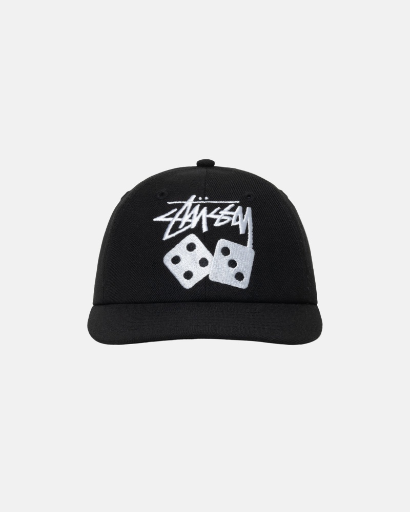 Stussy Low Pro Stock Dice Snapback Caps Black | 26089VBFA