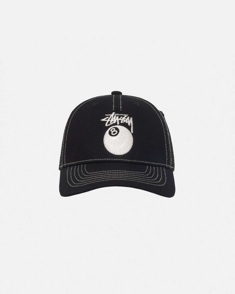 Stussy Low Pro Trucker 8 Ball Snapback Caps Black | 43951CJDL