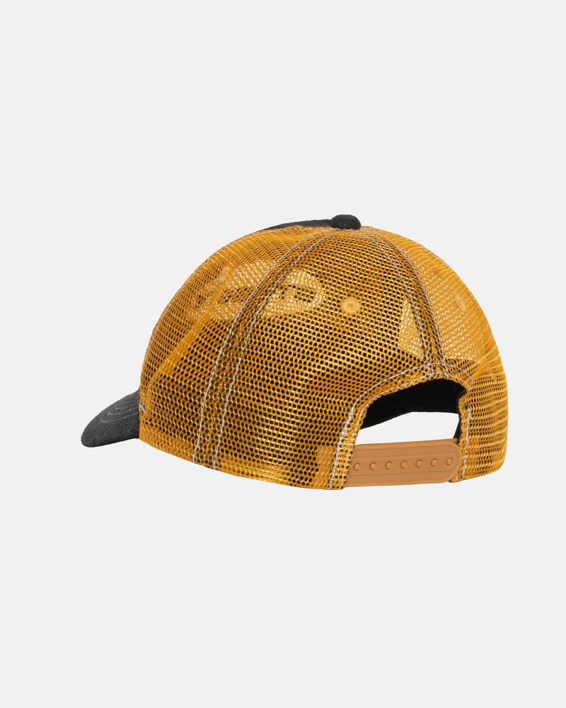 Stussy Low Pro Trucker Cut-out Leather Snapback Caps Orange | 12547YVKS