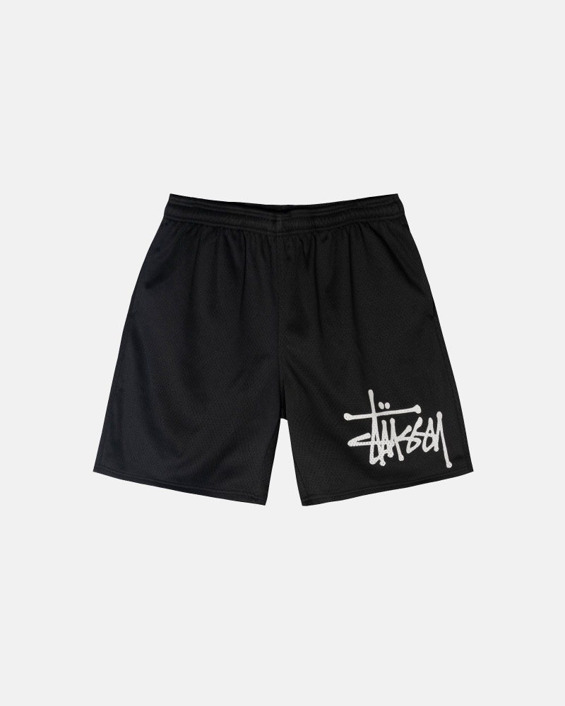 Stussy Mesh Big Basic Shorts Black | 10938WZPJ