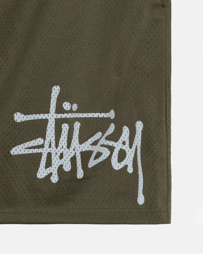 Stussy Mesh Big Basic Shorts Olive | 62541DFXP